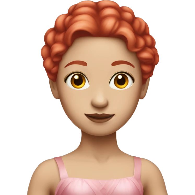 White skin ballerina with pink dress and red hair emoji
