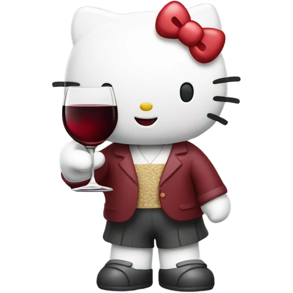 Hello Kitty drinking red wine emoji