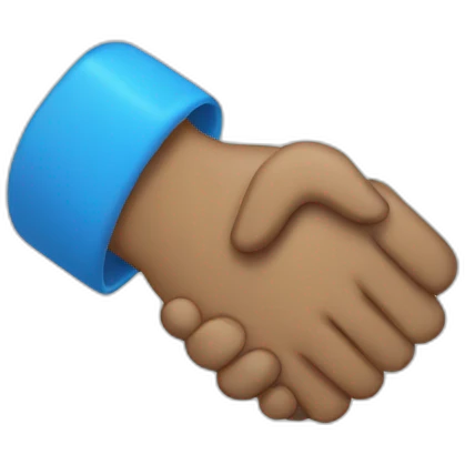 Handshaking in blue sleeves emoji