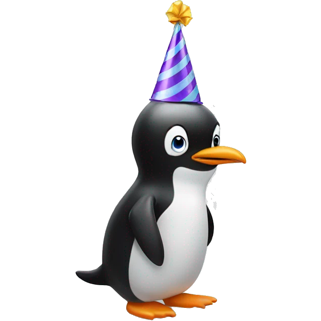 Penguin with party hat emoji