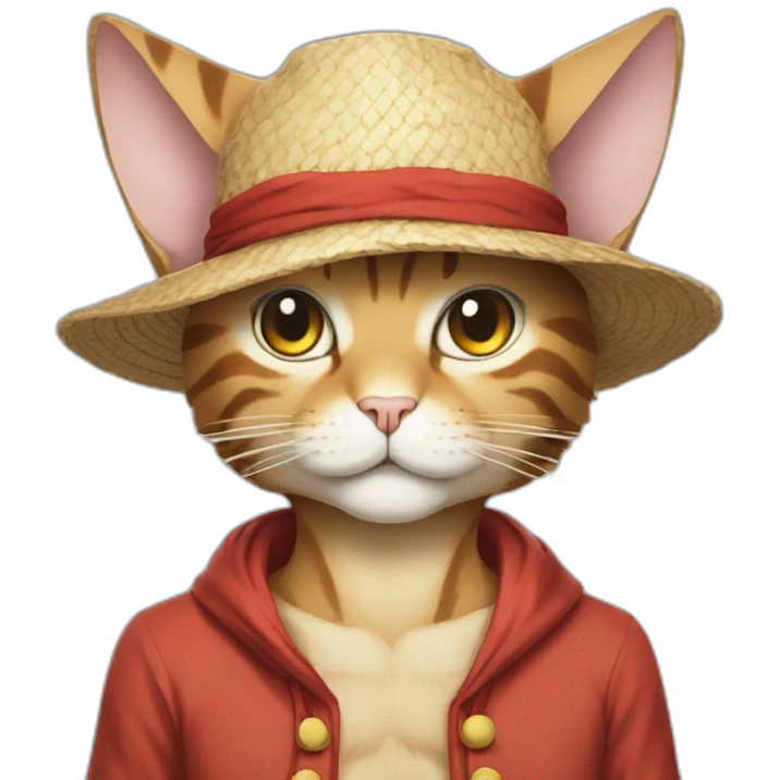 Cat-wearing-luffy-from-onepiece-anime-clothes emoji