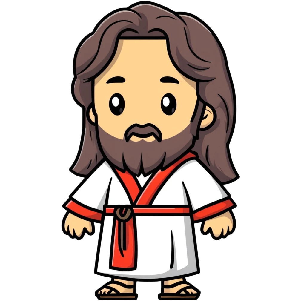 Jesus Christ with long hair and beard, wearing traditional robes emoji