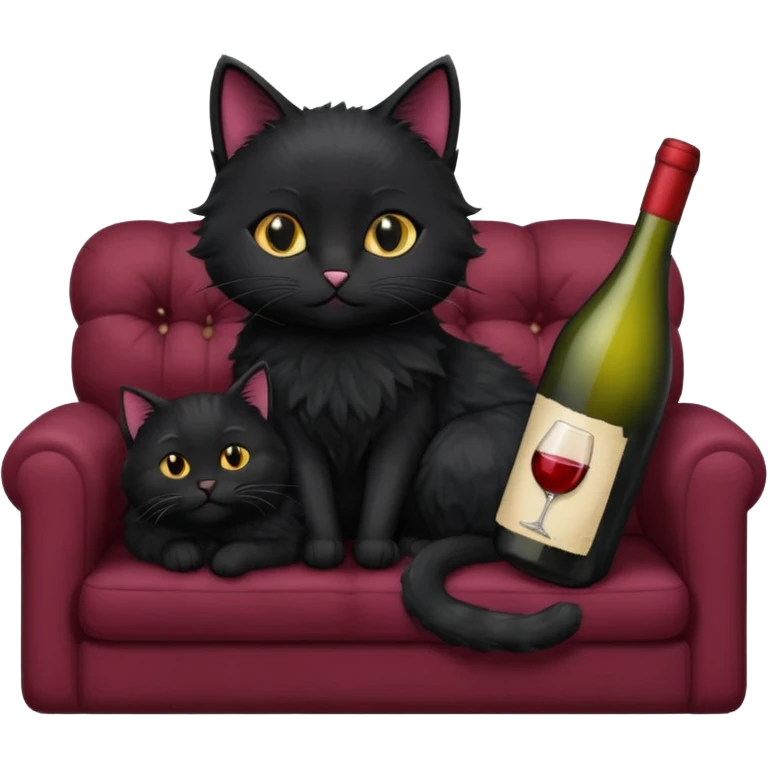 black cats On A Couch With Wine emoji