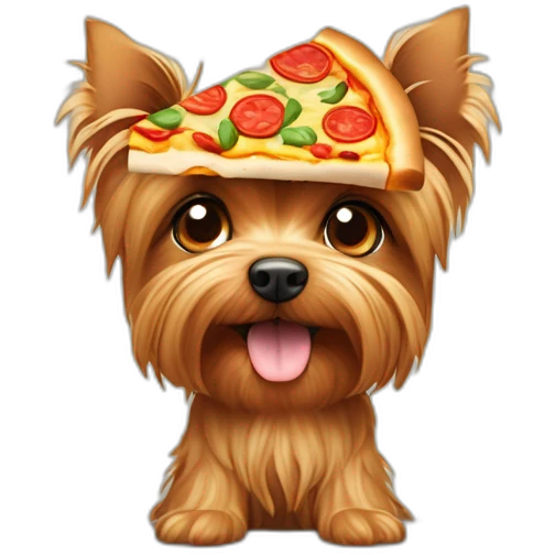 Yorkshire terrier amqui a des pizza dans les pattes emoji