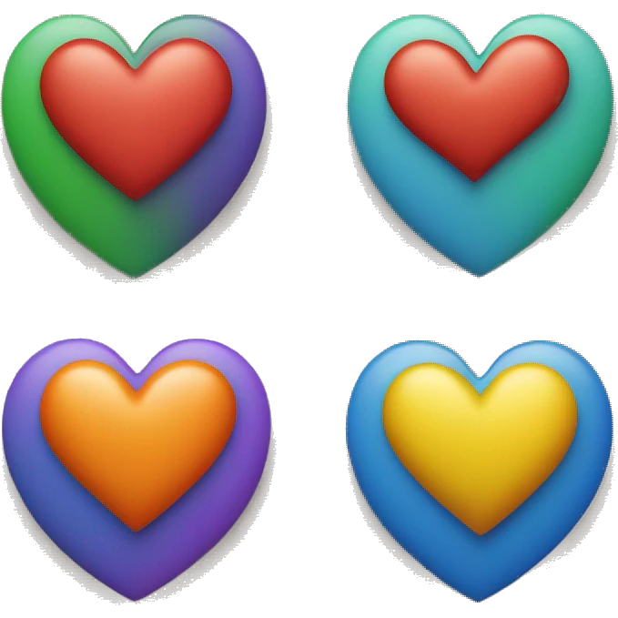 red heart in orange heart in yellow heart in green heart in blue heart i Purple Heart  emoji