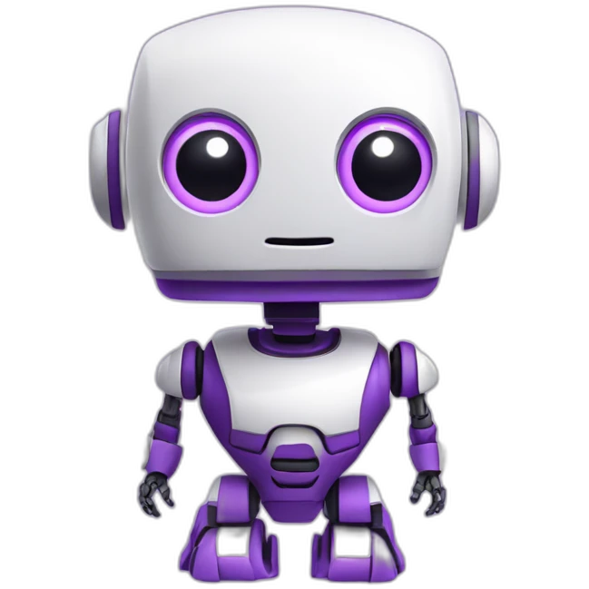 cute helpfull robot whie purple emoji