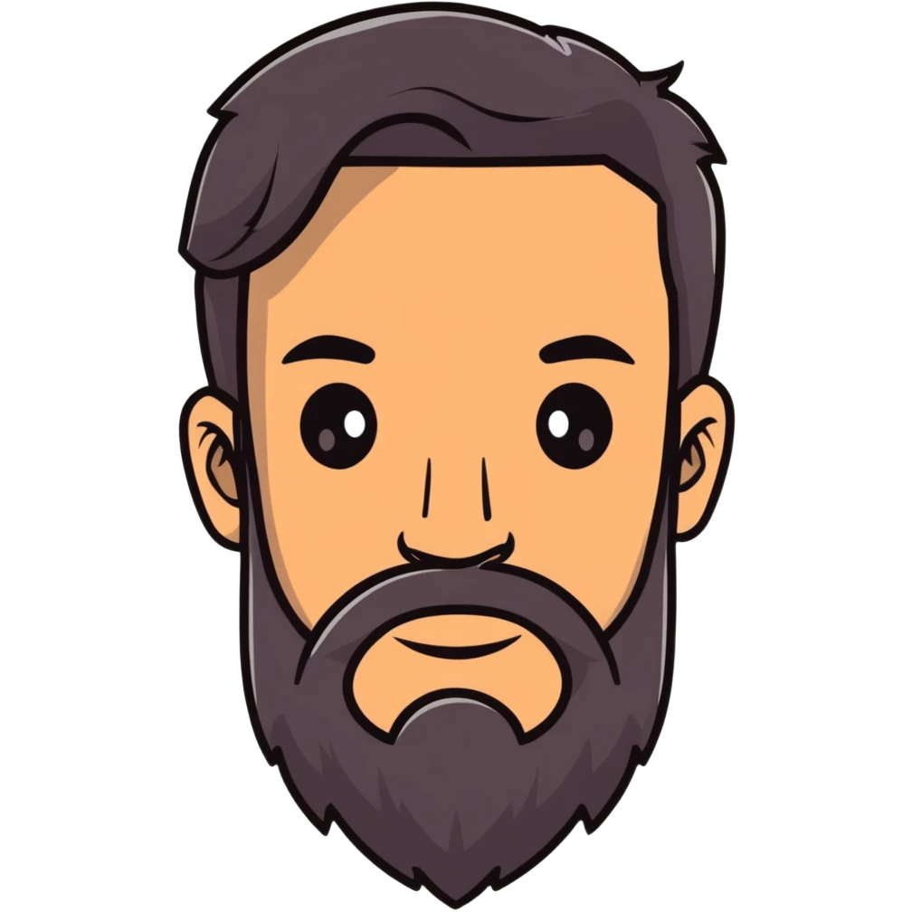 hombre con barba y pelo lacio emoji