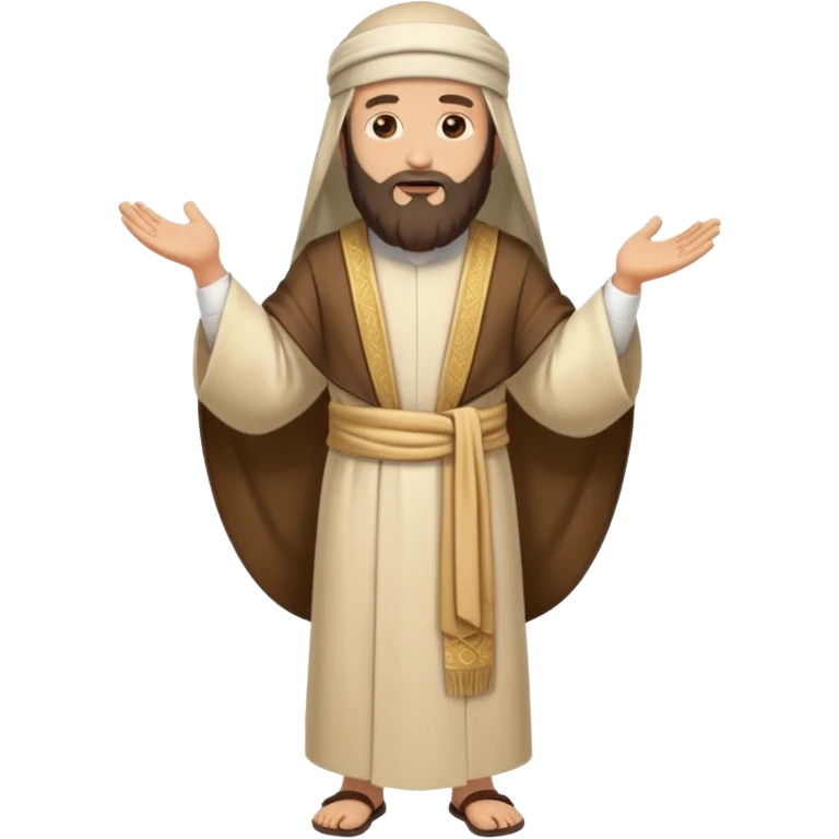 fullbody Pharisee, ancient Jewish religious leader, traditional robes, beard, head covering, standing, emoji style emoji