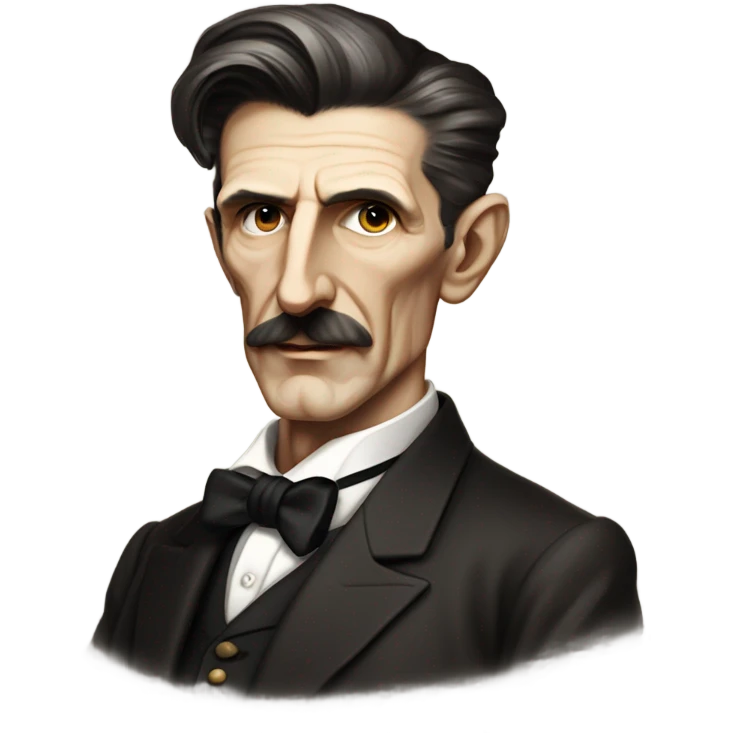 generate Nikola Tesla full body in standing  perfect  emoji