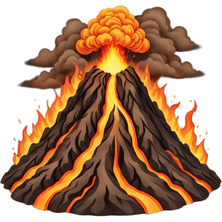 Volcanic eruption with brown lava emoji