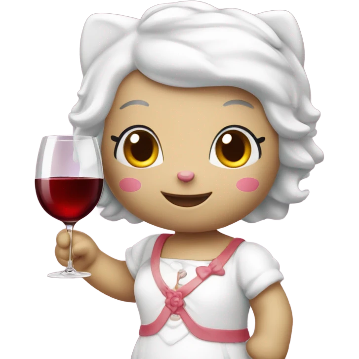 Hello Kitty drinking red wine emoji