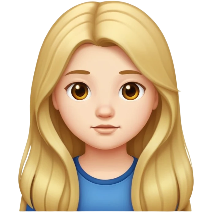 teen age girl with long hair and fat emoji
