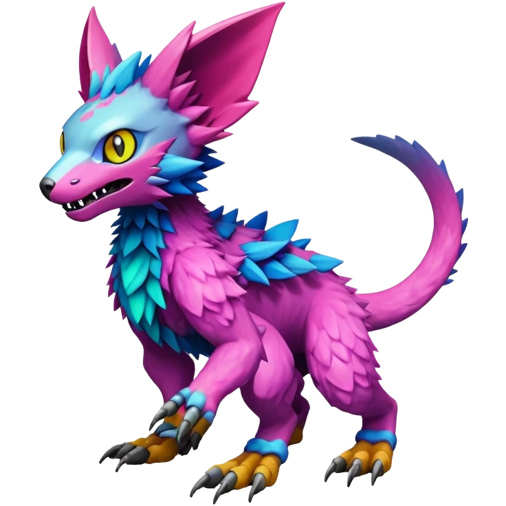  colorful cyber-Fakémon-Digimon-Trico-Vernid-creature (full body) emoji