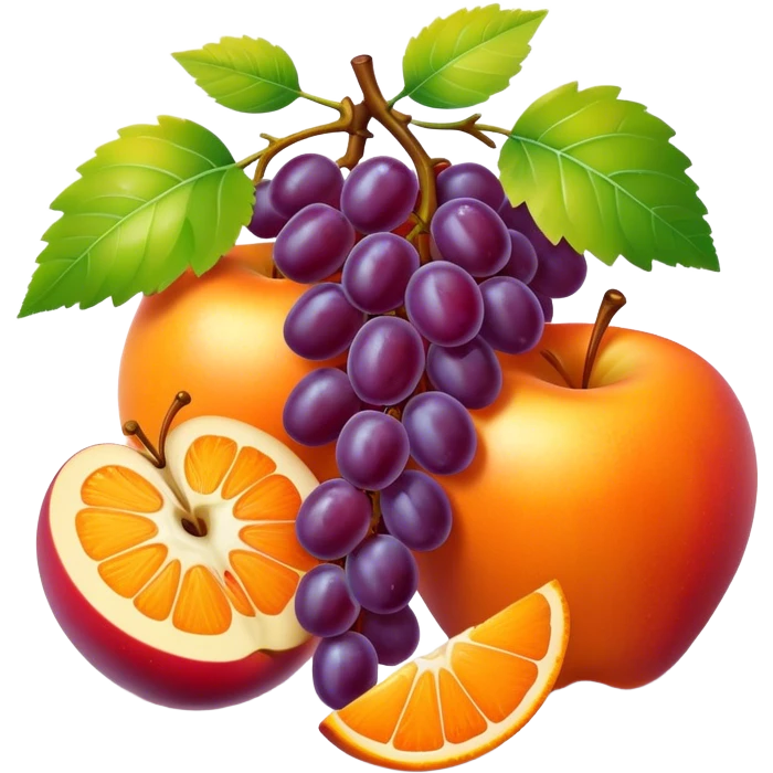 vibrant fruit still life with relief  emoji
