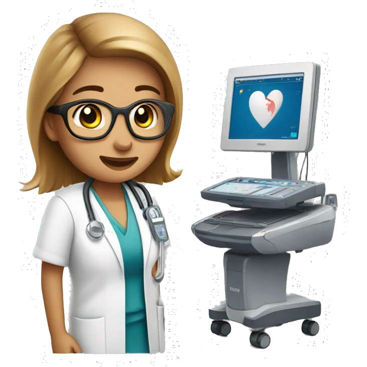 Cardiac sonographer with Philips ultrasound machine emoji