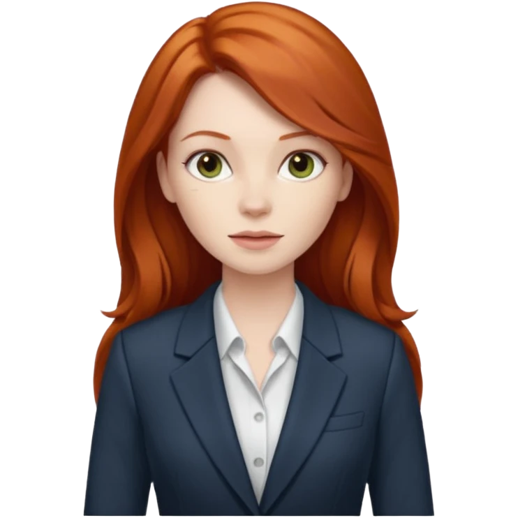 redhead long hair woman with office look emoji