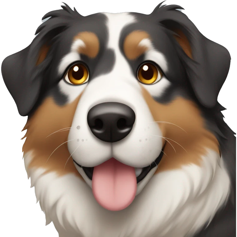 Tricolor Australian Sheppard  covering his nose with his paws emoji