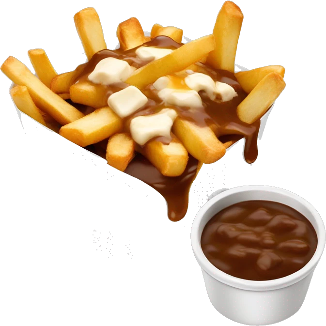 “Quebec poutine with crispy fries, melted white cheese curds, and rich brown gravy.” emoji