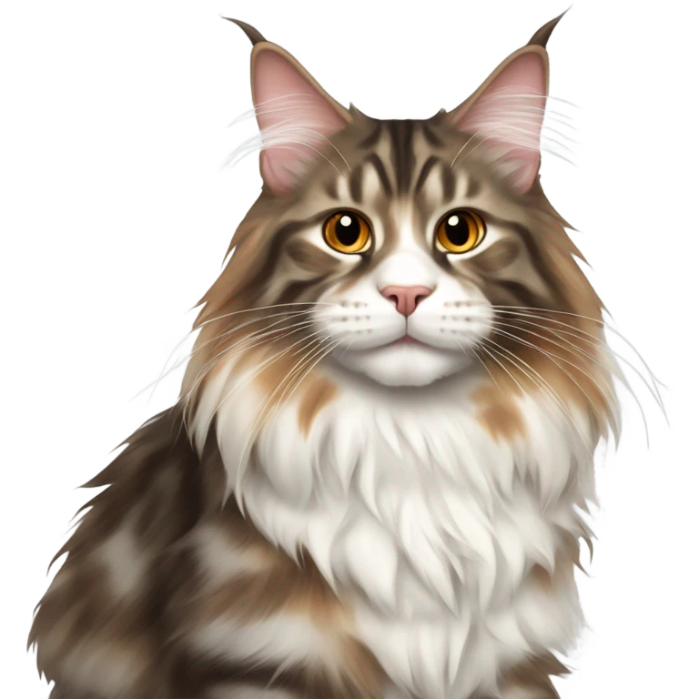 The Maine Coon is white, brown and red in color emoji