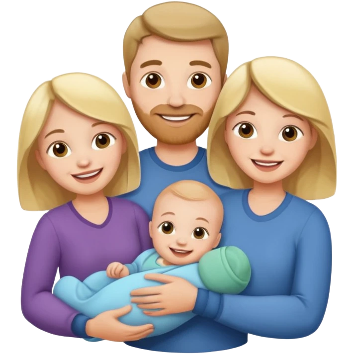 Parents with 3 baby no gender emoji