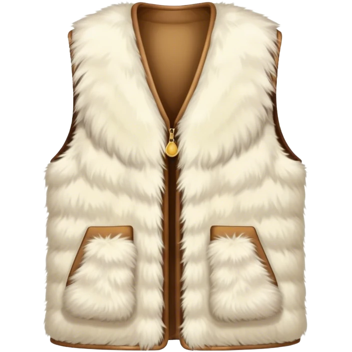 A plain, fluffy fur vest in near-white cream color without pockets emoji