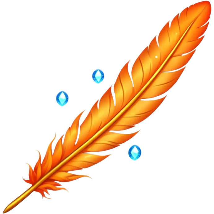 phoenix feather, floating, magical sparkles emoji