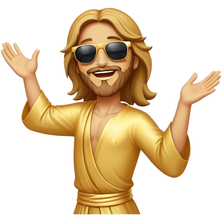 dancing figure of rejoicing Jesus with  sunglases golden  emoji