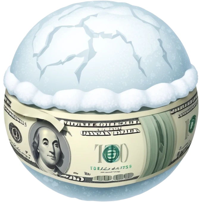 Snow ball with dollar bills  emoji