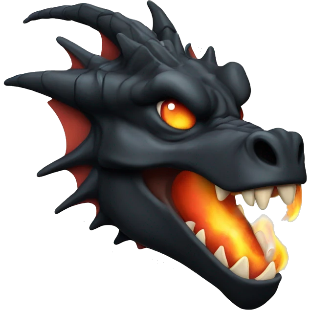 black dragon head breathing fire emoji