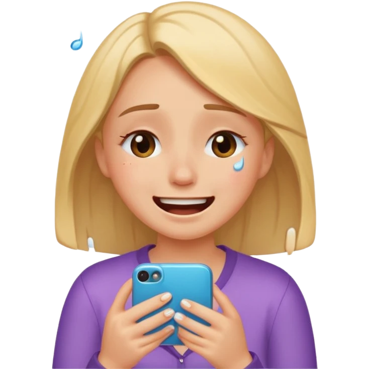 Girl crying laughing at a funny video on her phone emoji