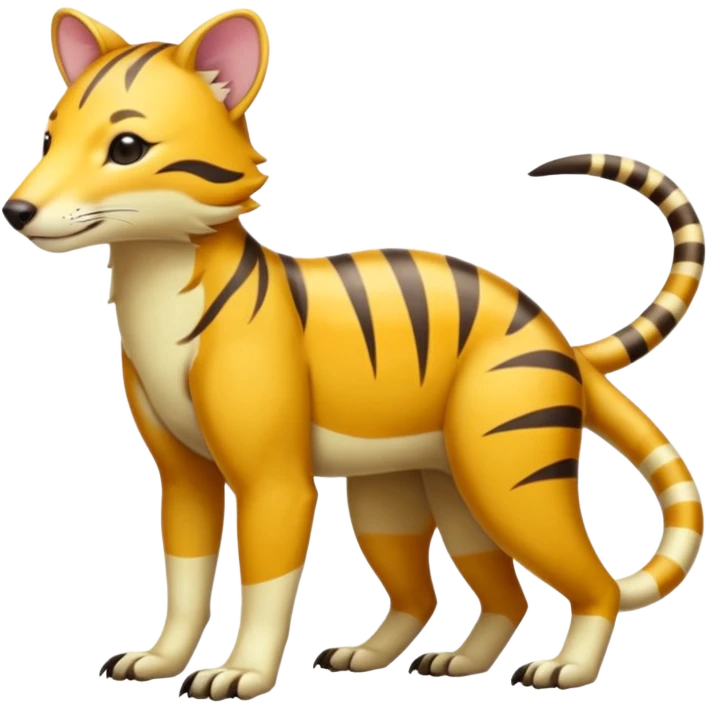 Colorful tropical exotic shiny white beautiful fantasy-Thylacine-Vernid-Cacomistle-Oncilla-animal-Fakémon-hybrid-fursona (full body) emoji