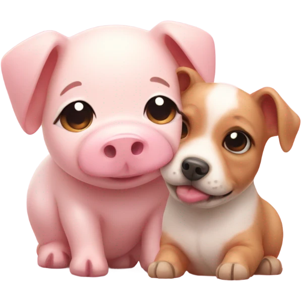 A Cute piggy next to a cute puppy blushing  emoji
