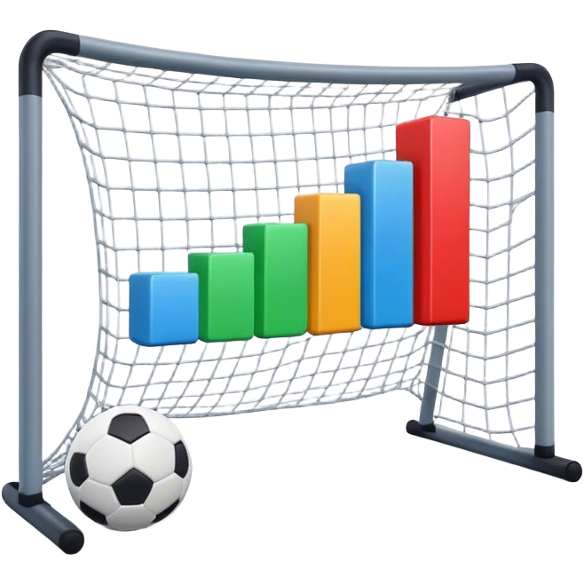 Cinematic realistic 3d growing bar graph in a soccer goal emoji