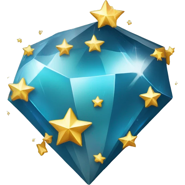 Un diamante brillando con estrellas  emoji