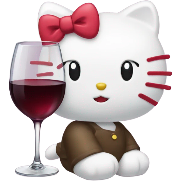 Hello Kitty drinking red wine emoji