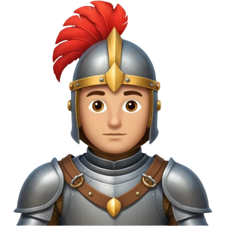 medieval knight in armor with a plume, dramatic and heroic, Puy du Fou theme park emoji emoji
