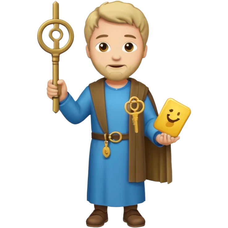 fullbody apostle Peter holding keys standing pose high detail emoji style emoji
