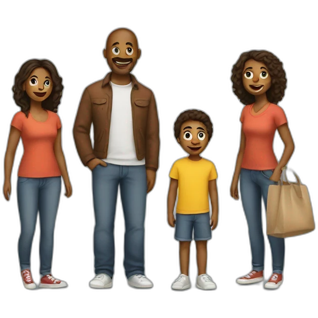 the family makes a canvas emoji