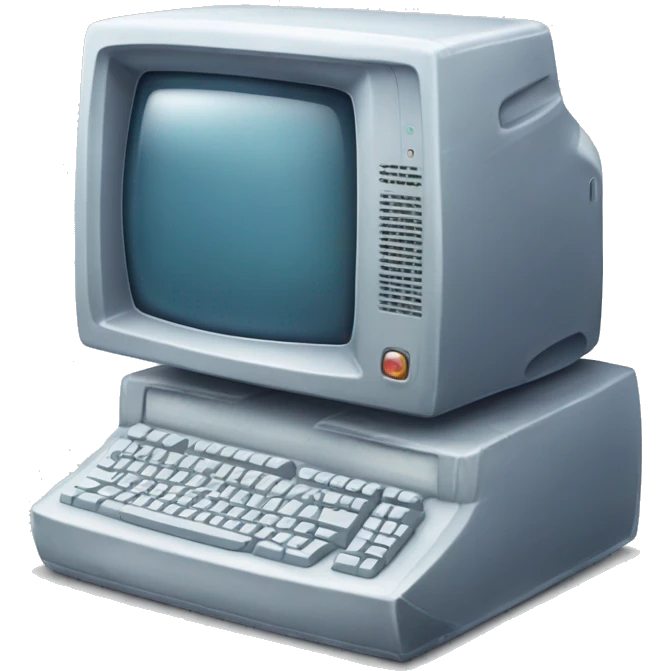 an old 90s era computer that is iced and frozen over emoji