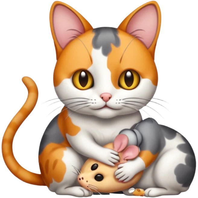 A cat holding a dead mouse emoji