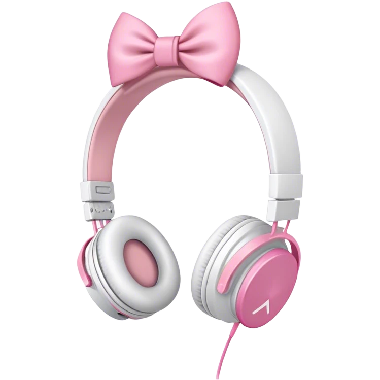 White headphones with pink bow emoji