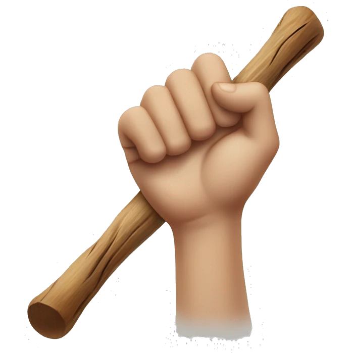 Hand holding wooden stick emoji