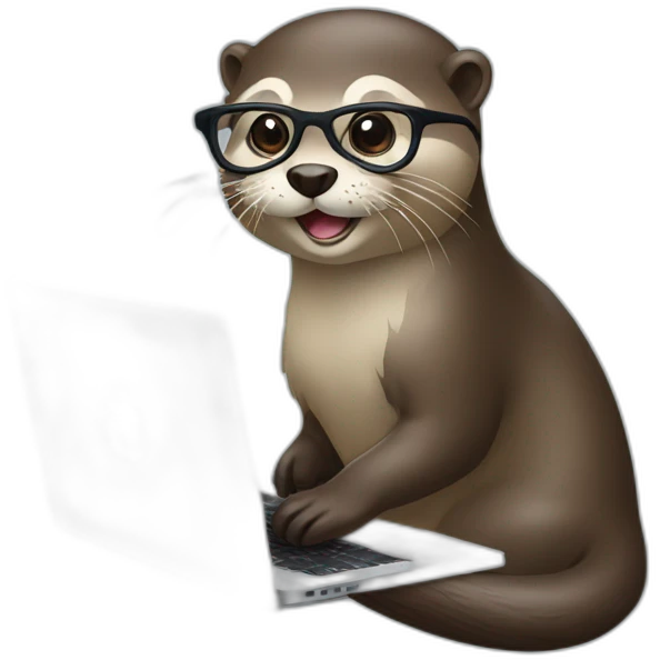 female vet otter with glasses use a macbook emoji