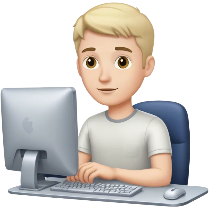 White guy at computer emoji