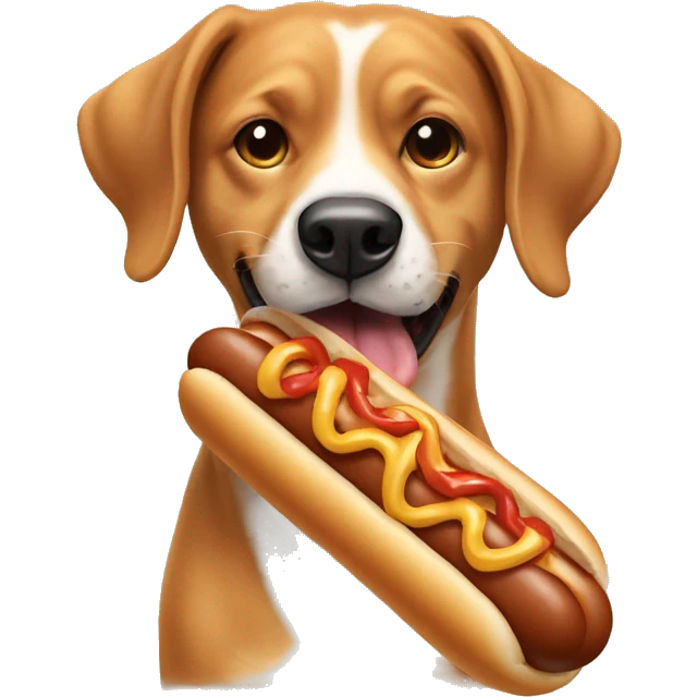 Dog eating a hotdog emoji