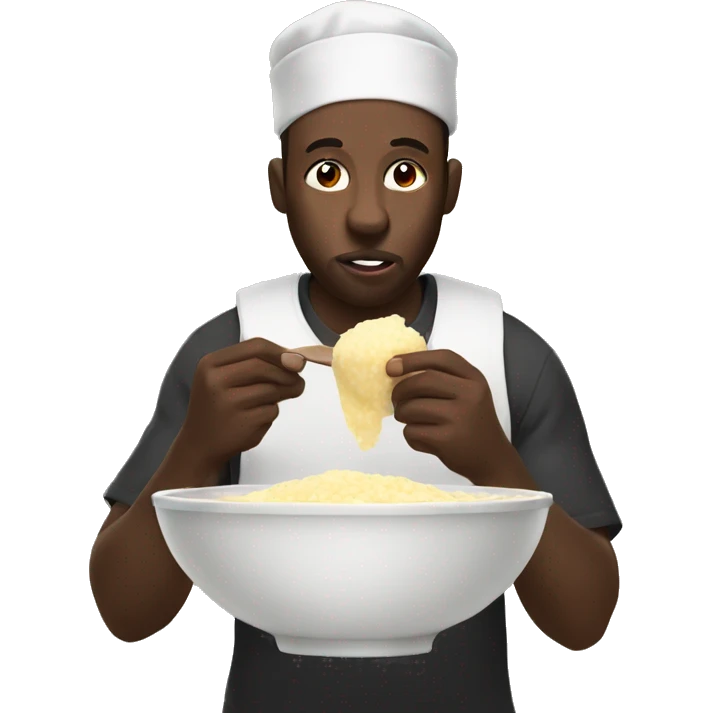 Black man eating fufu emoji