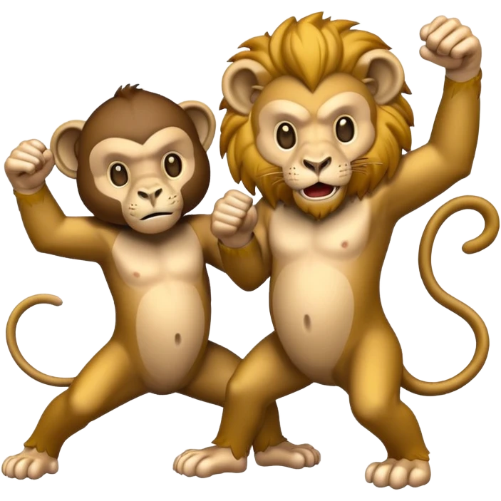 lion fight with a damn monkey emoji