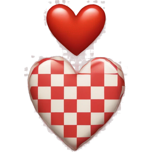 red and white gingham heart emoji