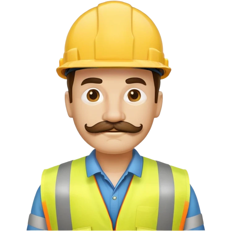foreman in a hard hat, yellow vest and moustache emoji