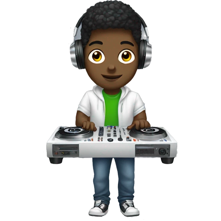 White boy using a DJ controller emoji